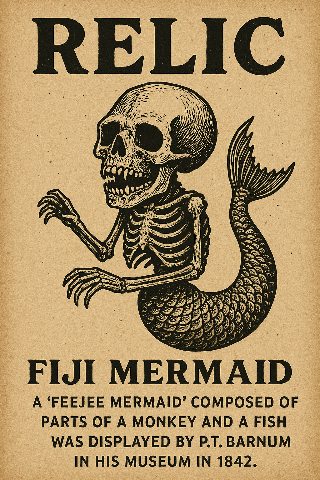 Fiji Mermaid for oddities and curiosities cabinet