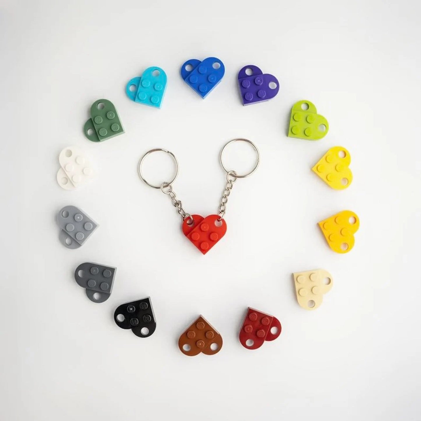 2 piece Bricks Lego Heart Keychain