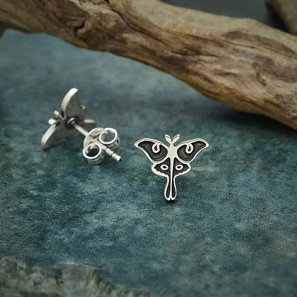 Sterling Silver Luna Moth Stud Earrings