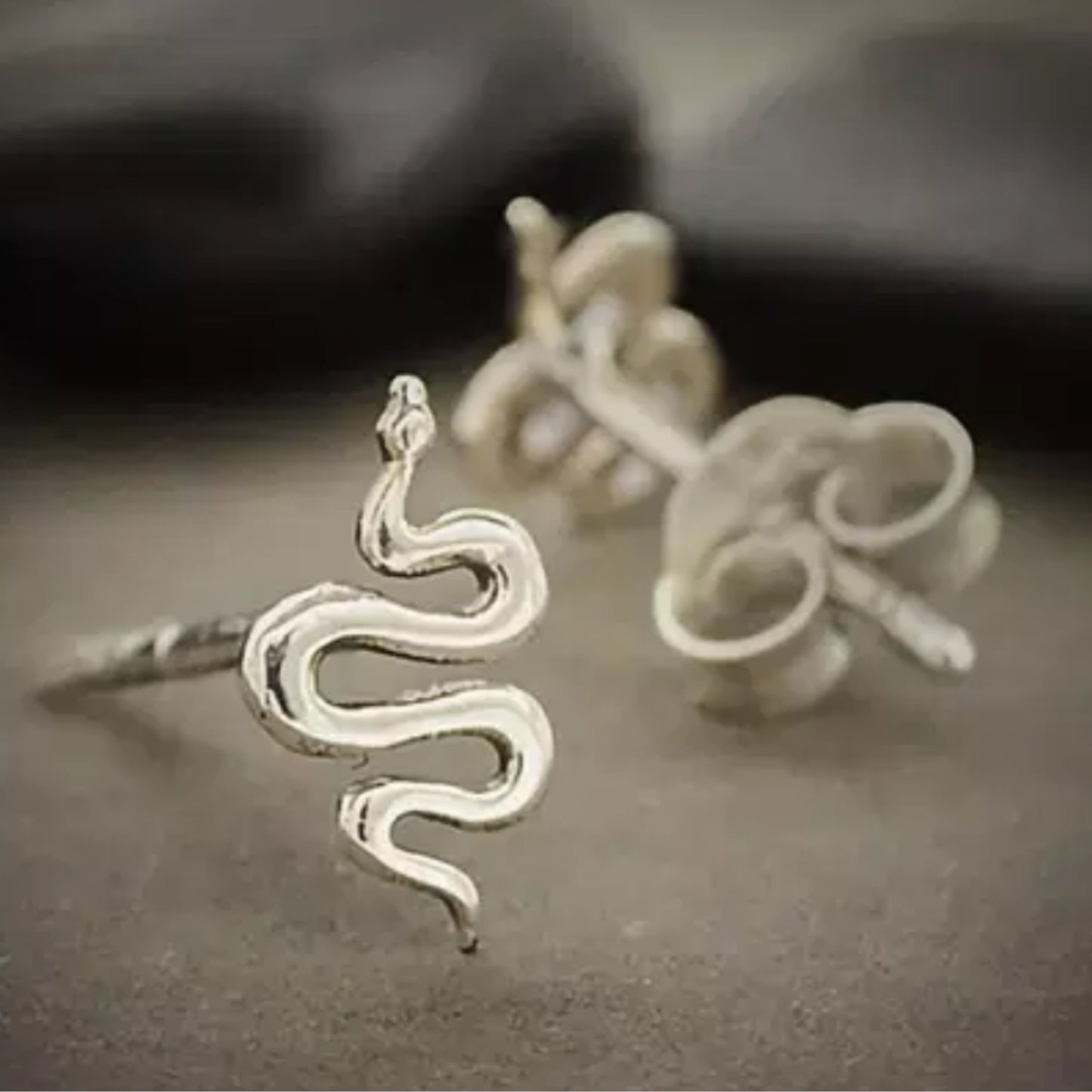 Sterling Silver Snake Stud Earrings - N.D.
