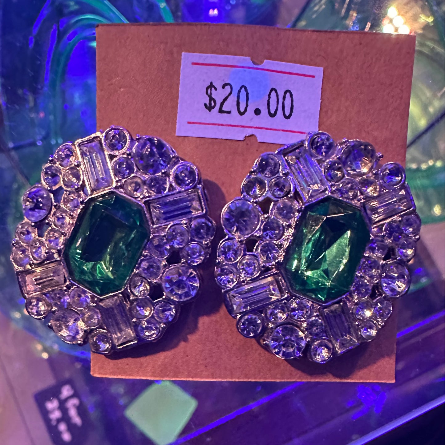 Vintage uranium big silver earrings
