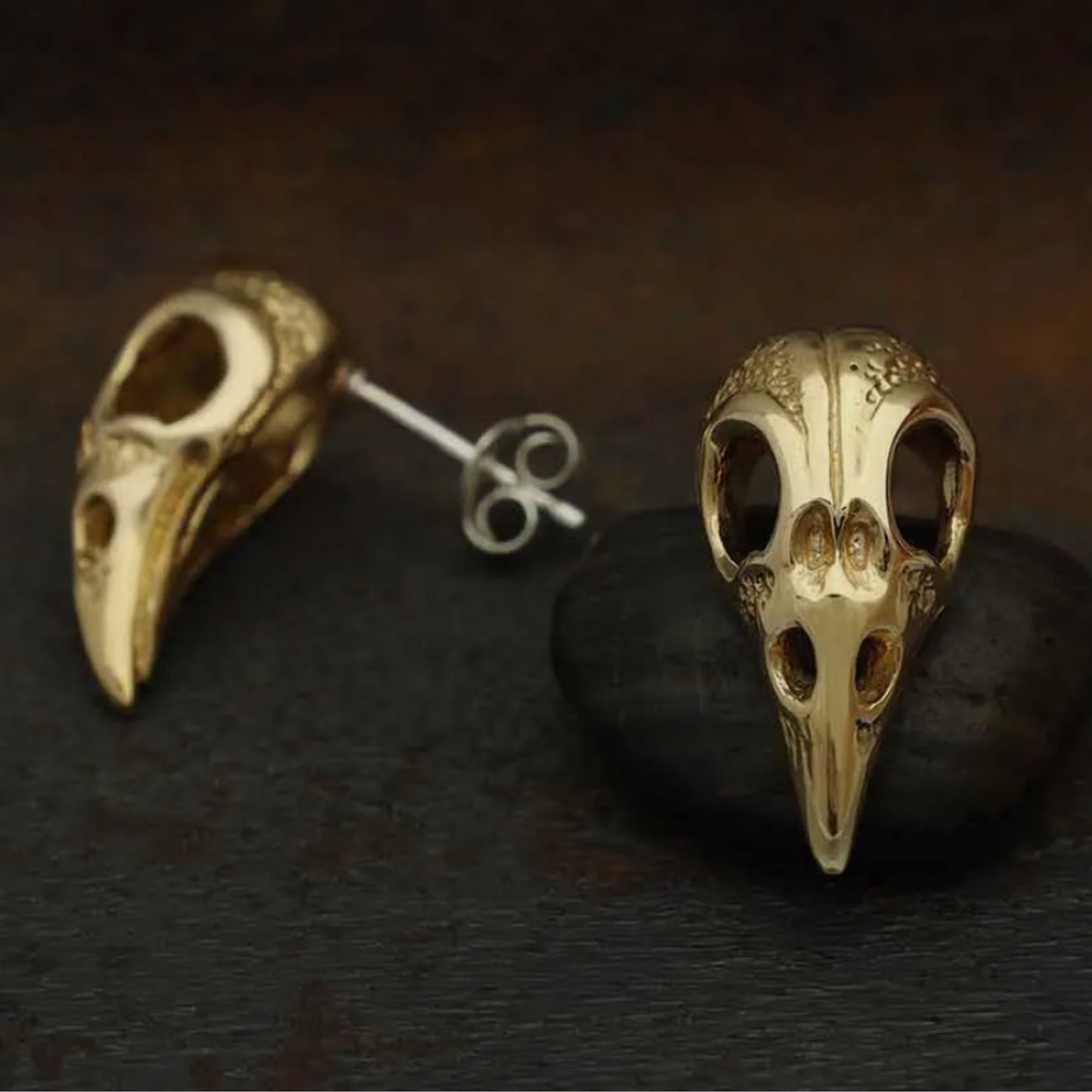 Bronze Raven Skull Post Earrings - N.D.