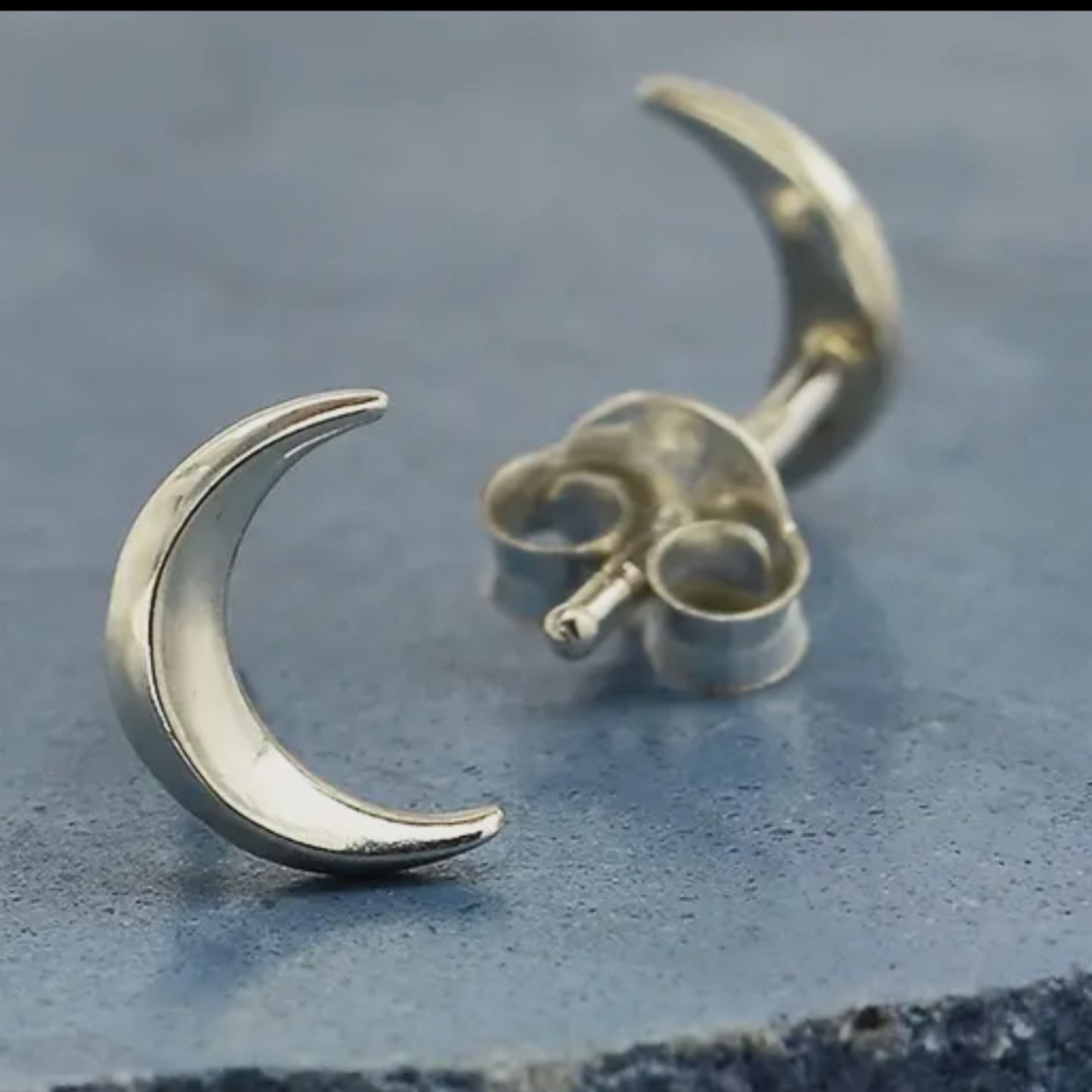 Sterling Silver Moon Post Earrings
