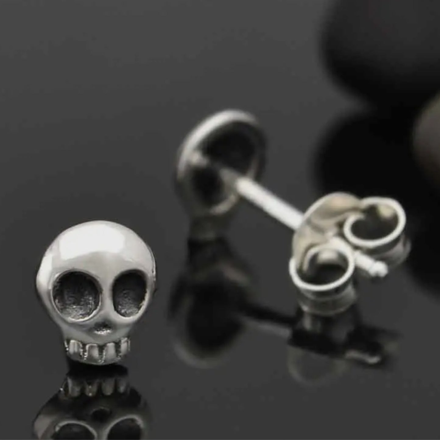Sterling Silver Skull Post Earrings