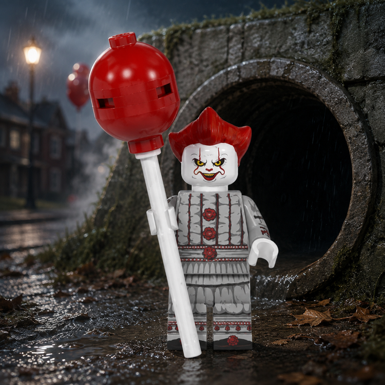 Pennywise supernatural horror brick minifigure