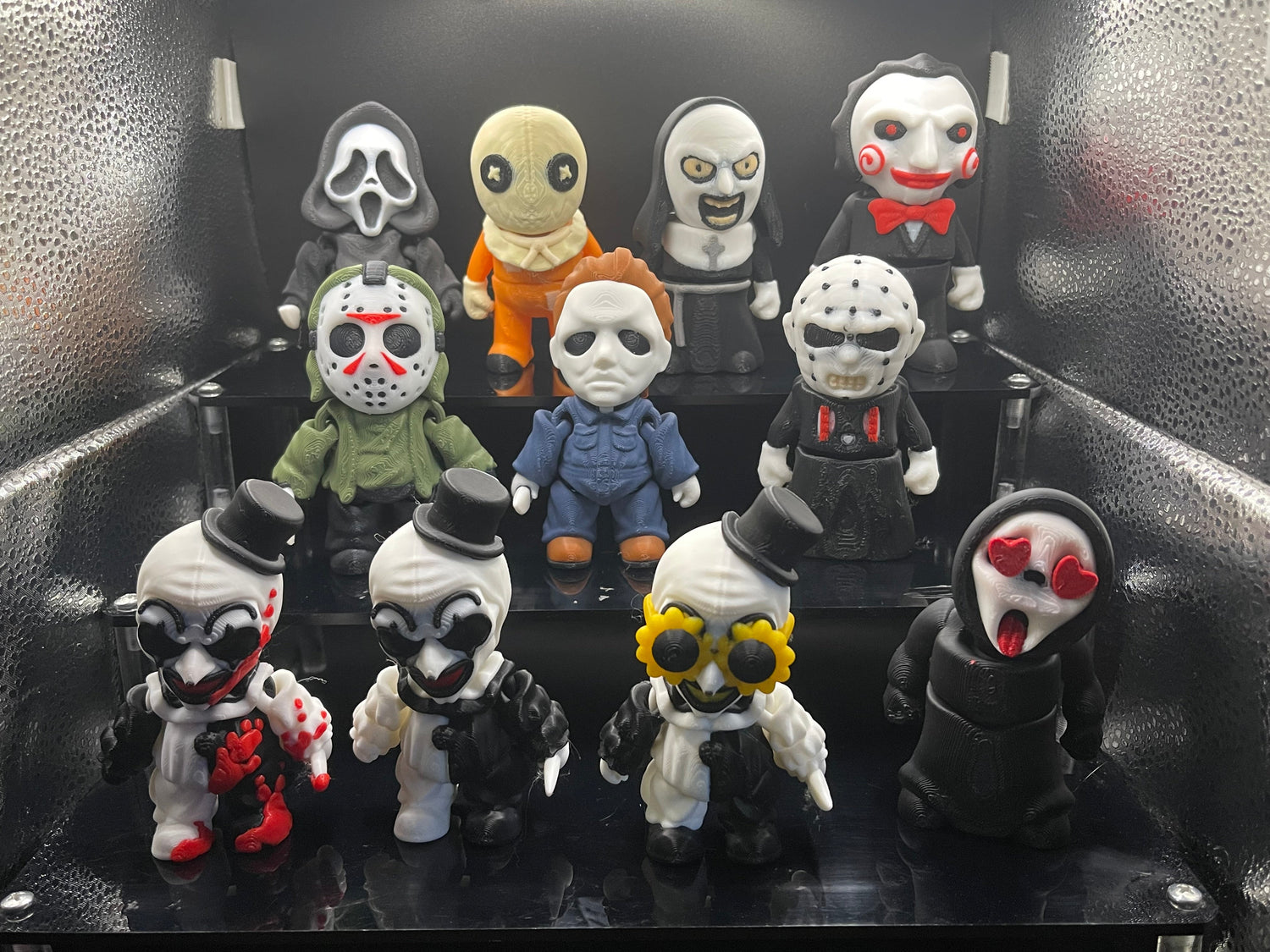 Collection of 3D-printed horror character minifigures