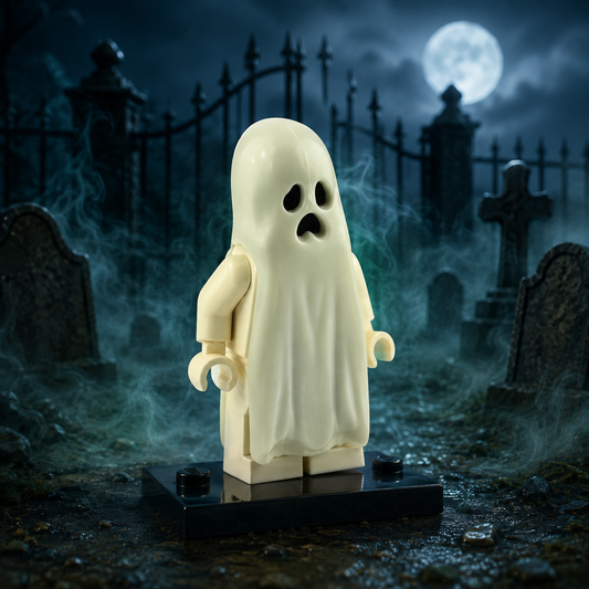 Glow-in-the-Dark Ghost Horror Brick Minifigure
