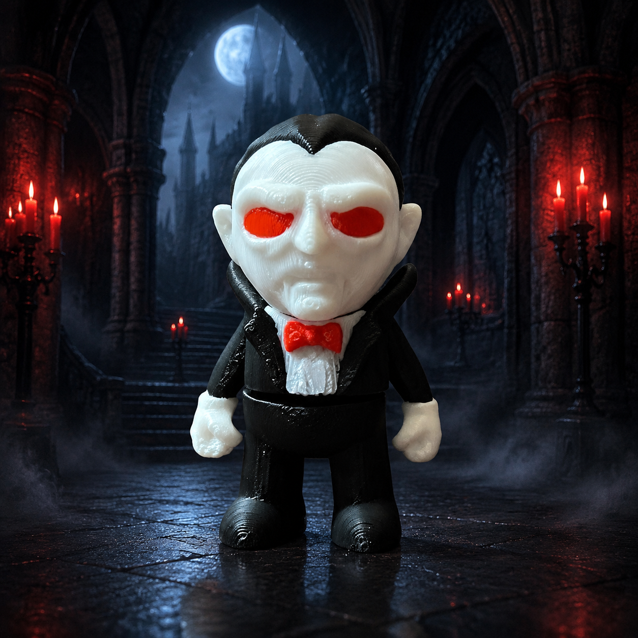 Classic vampire 3D printed horror figure in gothic castle