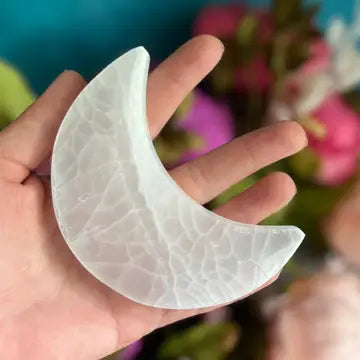 4” White Selenite Moon