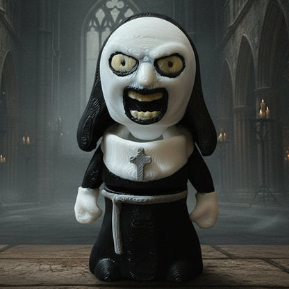 A collection of 3D printed horror-themed minifigures, featuring various characters in different poses and outfits typical of horror imagery.