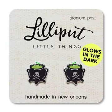 Lilliput Stud Earrings Cauldron - Glow in the Dark