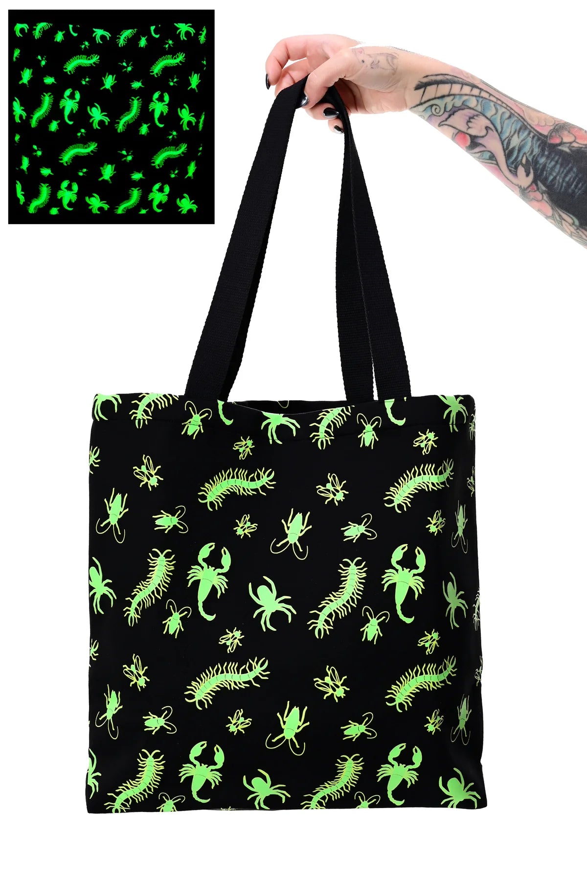 Foxblood Creepy Crawler Tote Bag - Glow in the dark