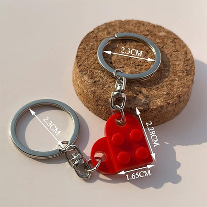 2 piece Bricks Lego Heart Keychain
