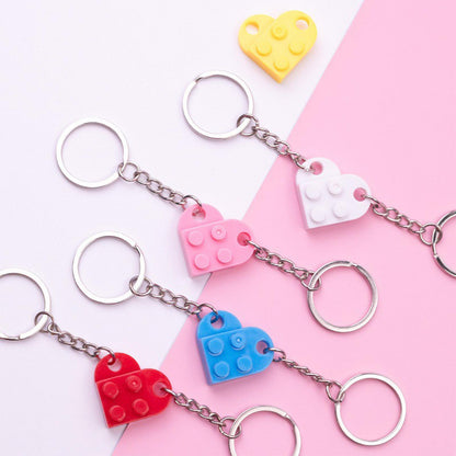 2 piece Bricks Lego Heart Keychain