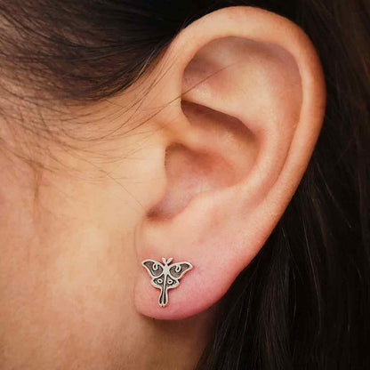 Sterling Silver Luna Moth Stud Earrings