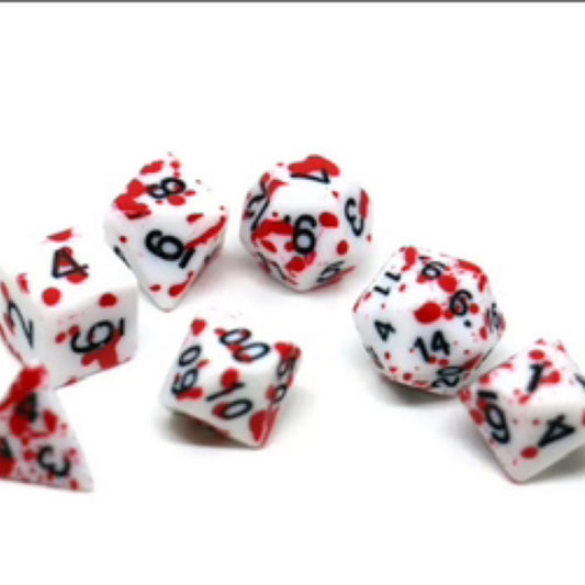 DND Dice 7pc - Blood Splatter