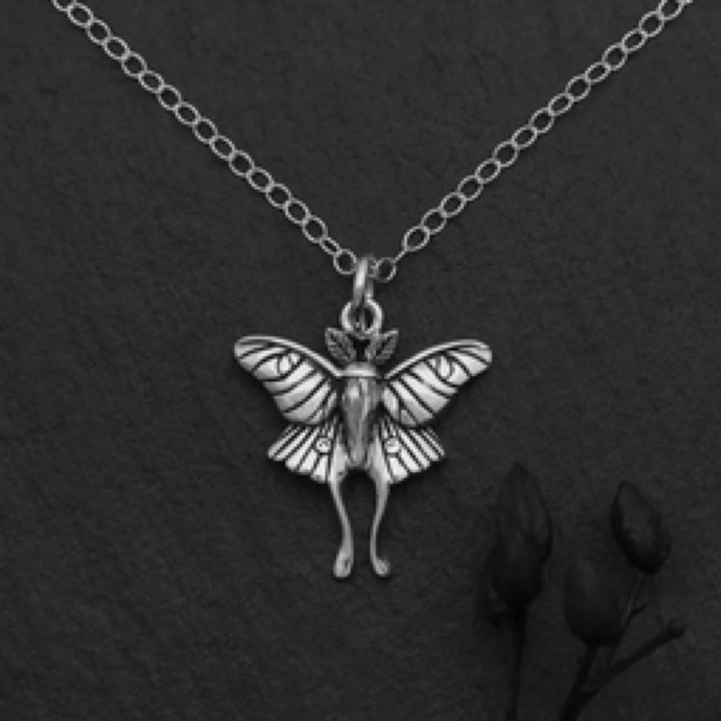 Sterling Silver Luna Moth Necklace