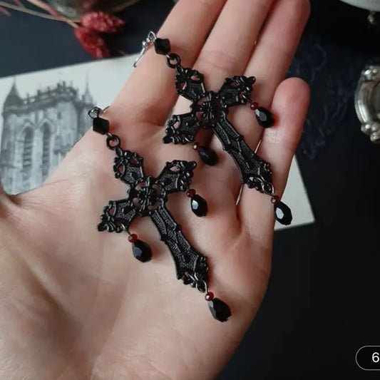 Large Gothic Cross Earrings