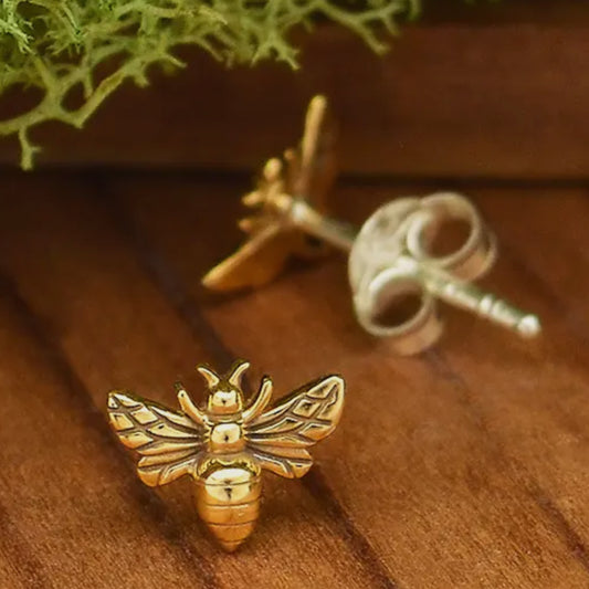 Bronze Bee Stud Earrings - N.D.