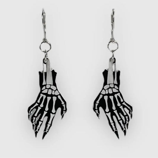 Acrylic skeleton hand Earrings - G.I.D