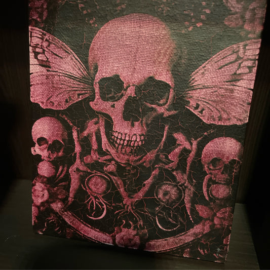 Skull art moth on canvas small