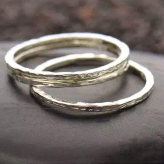 Sterling Silver Hammered Stacking Ring - N.D