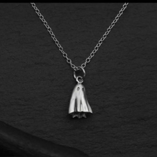 3D Ghost Charm Necklace 18 Inch