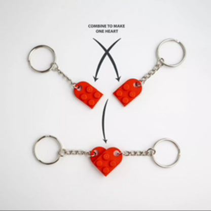 2 piece Bricks Lego Heart Keychain