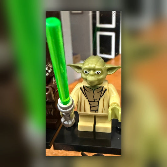 Yoda with Green Lightsaber Brick Minifigure